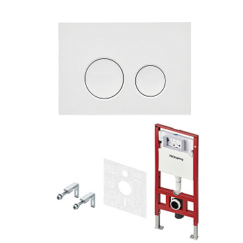 TECEspring комплект 4 в 1 инсталяция, панель смыва LT с круглыми кнопками, белый глянцевый
