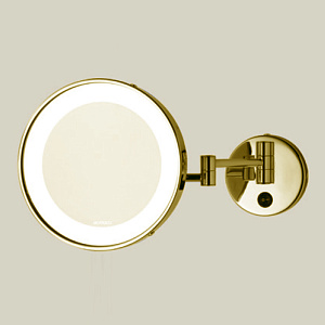 Bertocci Specchi Зеркало косметические, настенное круглое зеркало с LED-подсветкой,выключ, 3-х кратное увеличение, цвет: золото