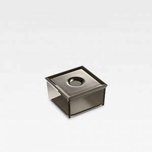 Armani Roca Island Квадратный контейнер с крышкой для установки на полочки из профиля или мебель (полупрозрачный)., цвет: темный пластик