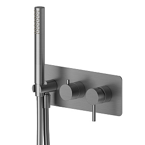 Newform X-STEEL 316 Смеситель для душа, встраиваемый, на 2 выхода, с ручным душем, цвет: PVD Brushed gun metal