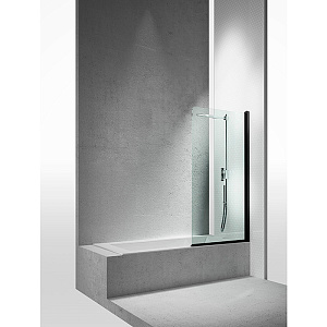 VismaraVetro Шторка на ванну LV, размер 80-82см, высота 150Нсм, DX(правая), стекло Transparent 04, профиль Matt Black 09, TPA