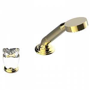 THG Pуtale de cristal clair Ручной душ на борт ванны, 2 отв., цвет: золото/прозрачный хрусталь