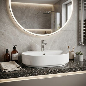 Ideal Standard i.life Раковина 55х40х13см., накладная, 1 отв., с переливом, без крепежа, цвет: белый глянцевый