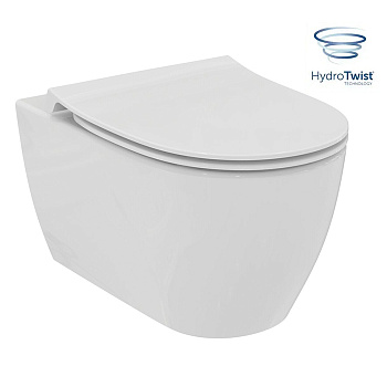 Ideal Standard I.life O Унитаз подвесной 35x53см, безободковый, смыв HydroTwist, крепление EasyFix+, цвет: белый