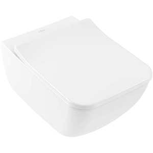 Villeroy&Boch Venticello Унитаз 37.5х56х33см., подвесной, безободковый, в комплекте сиденье SlimSeat c микролифтом, CeramicPlus, цвет: альпийский белый