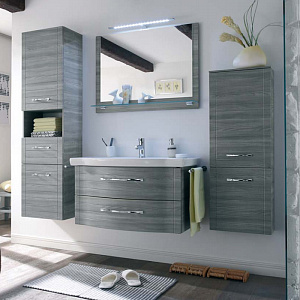 Pelipal Solitaire 6020 Комплект мебели с зеркалом на основе и светильником, 90см, подвесной, Цвет: сангалло серый