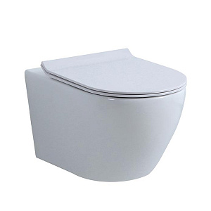 NEMO Унитаз 53x36см., подвесной, безободковый, tornado, сиденье микролифт, цвет: белый глянцевый