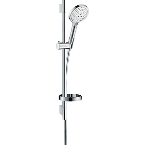 Hansgrohe Raindance Select S Душевой набор: штанга 65см, ручной душ, 3jet (Rain, RainAir, WhirlAir), мыльница, шланг, цвет: белый/хром