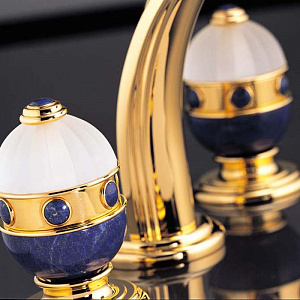 THG Cheverny Lapis Lazuli Смеситель для раковины, 3 отв., цвет: золото/лазурит
