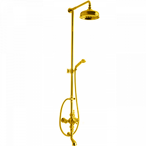 CISAL Arcana America Термостатический смеситель для ванны/душа с душевым комплектом и верхним душем, цвет: золото