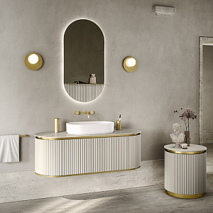 Oasis Naos Композиция №6 Комплект мебели 80х56xh45см, подвесной, мраморный топ, фурнитура латунь, зеркало, цвет: Corda elegance