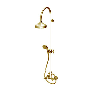 Gattoni TRD Душевая стойка, верхний душ Ø20см., смеситель, ручной душ, шланг, цвет: золото 24К