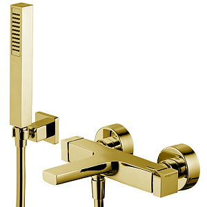 Fima Carlo Frattini Zeta Смеситель для ванны, настенный, с ручным душем, цвет: золото