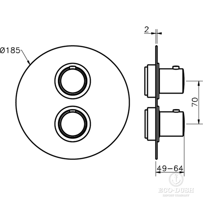 CISAL Slim Термостатический смеситель с переключателем на 2 положения, цвет: никель полированный