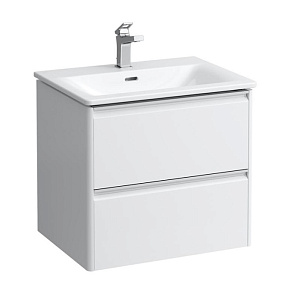 Laufen Palace Комплект мебели 600х450х545 мм., с раковиной Slim, 2 ящика, органайзер для ящика, ручка анодированный алюминий, цвет: белый матовый