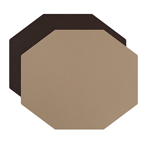 ADJ Плейсмат 44.5х38см., шестиугольный, натуральная кожа, цвет: капучино/шоколад