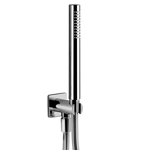 Fantini Mint Душевой комплект с ручным душем, держателем с подводом воды и шлангом 150см., цвет: матовая натуральная сталь
