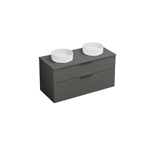 Burgbad Eqio Комплект мебели 1200х550х600 мм,с 2 раковинами круглыми без отв под смеситель, ,4 ящика, цвет: серый глянцевый