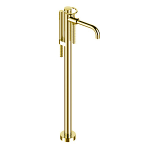 BONGIO LINEA Смеситель для ванны напольный, однорычажный, с ручным душем и шлангом 1500 мм., внешняя часть, цвет матированное золото