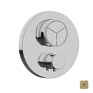 Almar Core Смеситель для душа, встраиваемый, термостатический, с кнопочным управлением для 3-х потребителей, цвет: латунь брашированная PVD