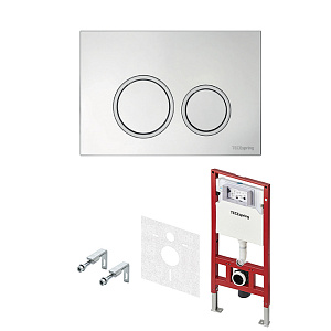 TECEspring комплект 4 в 1 инсталяция, панель смыва R с круглыми кнопками, хром матовый