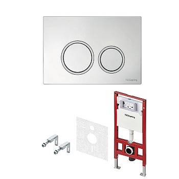 TECEspring комплект 4 в 1 инсталяция, панель смыва R с круглыми кнопками, хром матовый