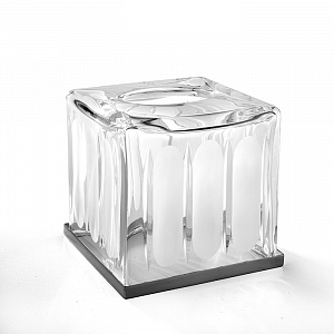 3SC Montblanc Контейнер для салфеток, 13х13хh15 см, настольный, цвет: прозрачный хрусталь/хром