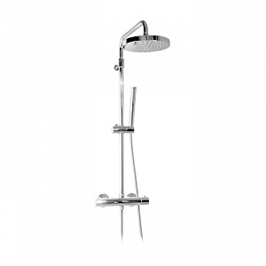Bongio Душевая стойка с термостатическим смесителем, верхним душем Ø20 см, ручным душем и шлангом, цвет: хром