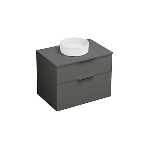 Burgbad Eqio Комплект мебели 80х55х60 см, с керамич. умывальником круглым по центру, цвет белый, без отв под смеситель, ручки GO252, цвет: серый глянцевый