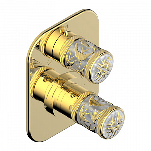 THG Hirondelles Gold Stamped Смеситель для душа, встраиваемый, термостатический, цвет: Polished gold