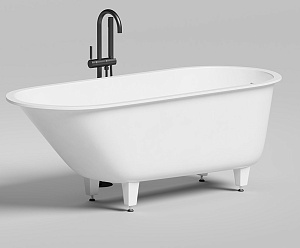 Salini ORNELLA KIT Встраиваемая ванна 1600х700х600мм, "Up&Down", сифон, щелевой слив-перелив, материал: S-Sense, белый глянец Фурнитура: белая + Oval