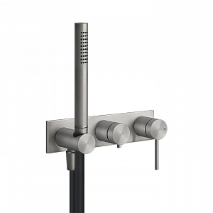 Gessi Shower316 Встраиваемый настенный смеситель для ванны, автоматический переключатель ванна-душ, держатель неподвижный, внешняя часть, цвет: шлифованная сталь