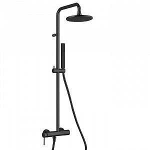 Fantini Nostromo Душевая стойка, с верхнем душем 20см., с ручным душем и смесителем, цвет: черный матовый