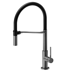Newform Maki Смеситель для кухни, 1 отв., цвет: Brushed gun metal/Matt black