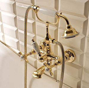 Sbordoni Londra Смеситель для ванны настенный с ручным душем и гибким шлангом, цвет: бронза