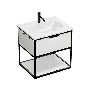 Burgbad Vry Комплект мебели 63х49.6х60cм., подвесной, 1 ящик, 1 полка, с 1 отв., цвет: белый матовый