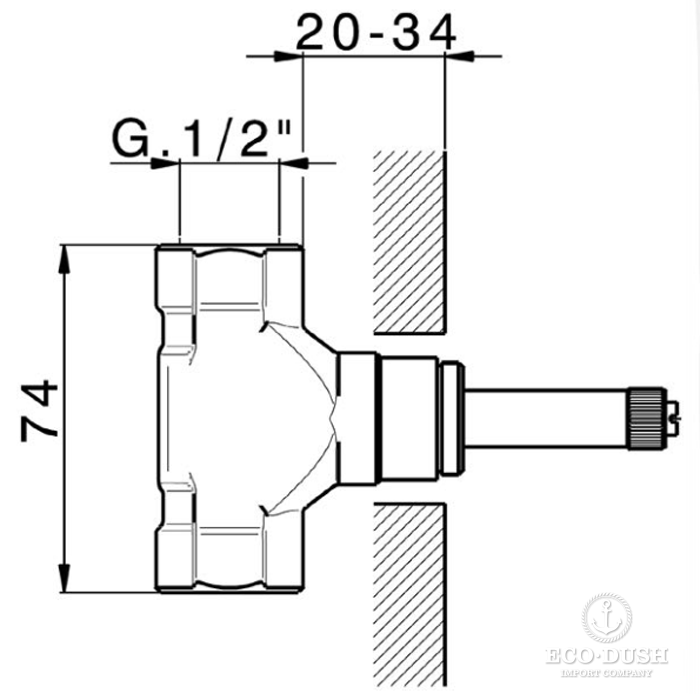 CISAL Встраиваемая часть запорного вентиля 1/2", открывание против часовой стрелки, ZA00332004