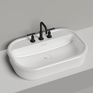 Salini Opera Раковина 75х50х16см., накладная, 3 отв., S-Stone, цвет: белый матовый