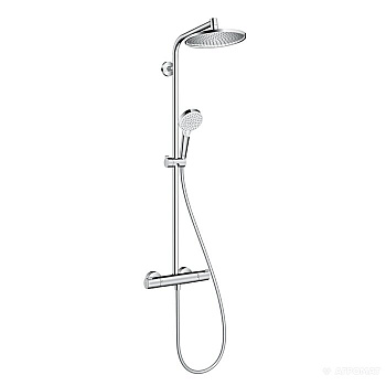 Hansgrohe Crometta Showerpipe S 240 SHP: термостат для душа + стойка с верхним душем 240мм + ручной душ со шлангом 160мм, цвет: хром