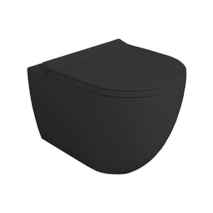 Simas Vignoni Унитаз подвесной 37х48см., безободковый, в комплекте с звукоизоляцией, цвет: черный матовый