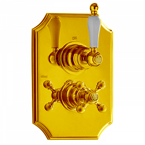 CISAL Arcana Toscana Термостатический смеситель с переключателем, цвет: золото/белый