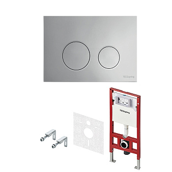 TECEspring комплект 4 в 1 инсталяция, панель смыва LT с круглыми кнопками, хром глянцевый