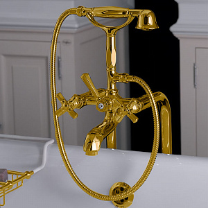 Nicolazzi Teide Four Смеситель для ванны с 2мя ручками, с переключателем ванна/душ, цвет: золото