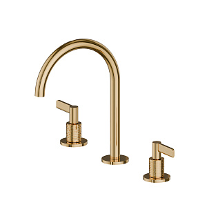 Newform Blink Chic Luxury Смеситель для раковины, 3 отв., средний, цвет: PVD glossy gold