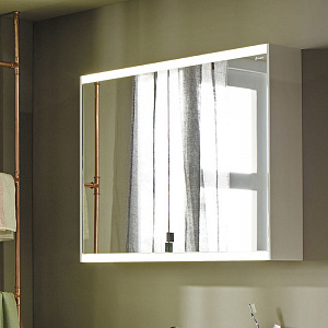 Burgbad Yso Зеркальный шкаф 82x65.6 см, с подсветкой, цвет: песочный глянцевый