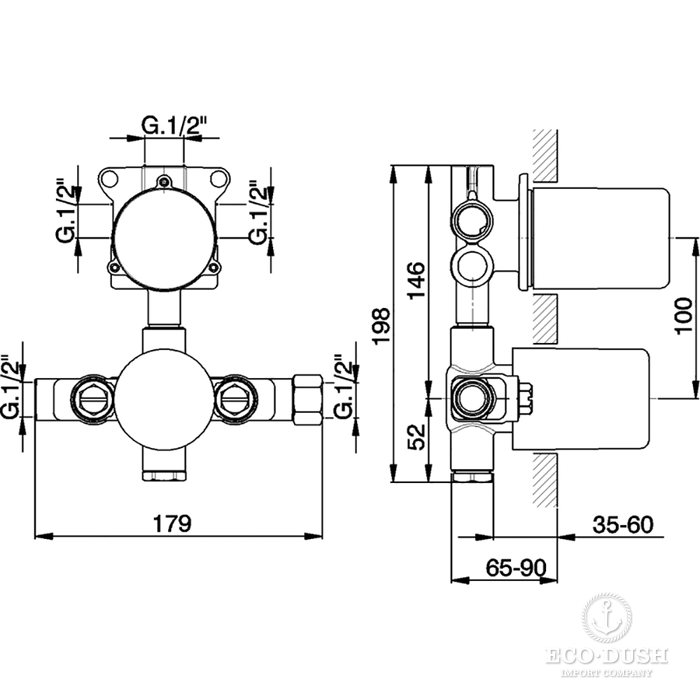 CISAL Встраиваемая часть термостатического смесителя с переключателем на 3 положения, ZA01850104