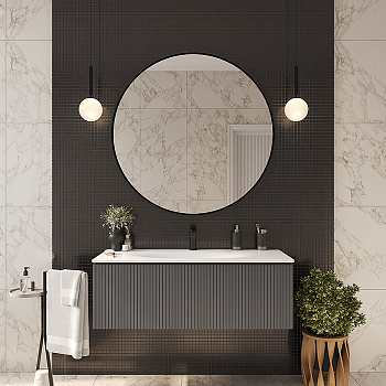 TW Shape комплект подвесной мебели 120х50см, с раковиной, с 1 выдвиж. ящиком с механизмом push-to-open, цвет: серый матовый RAL7016