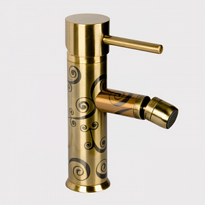 Daniel Suvi Decora Смеситель для биде, с донным клапаном, античное золото/декор Spiral серый