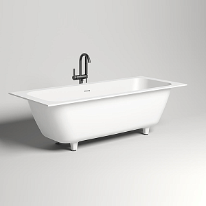 Salini Orlanda Axis Встраиваемая ванна на ножках 190.5х80х60см.,  "Up&Down", материал: S-Stone, сифон, интегрированный слив-перелив, цвет: белый матовый