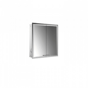 EMCO Prestige2 Зеркальный шкаф 66х61.5см., встраиваемый, LED-подсветка, 2 двери, 2 полки, розетка, с EMCO light system